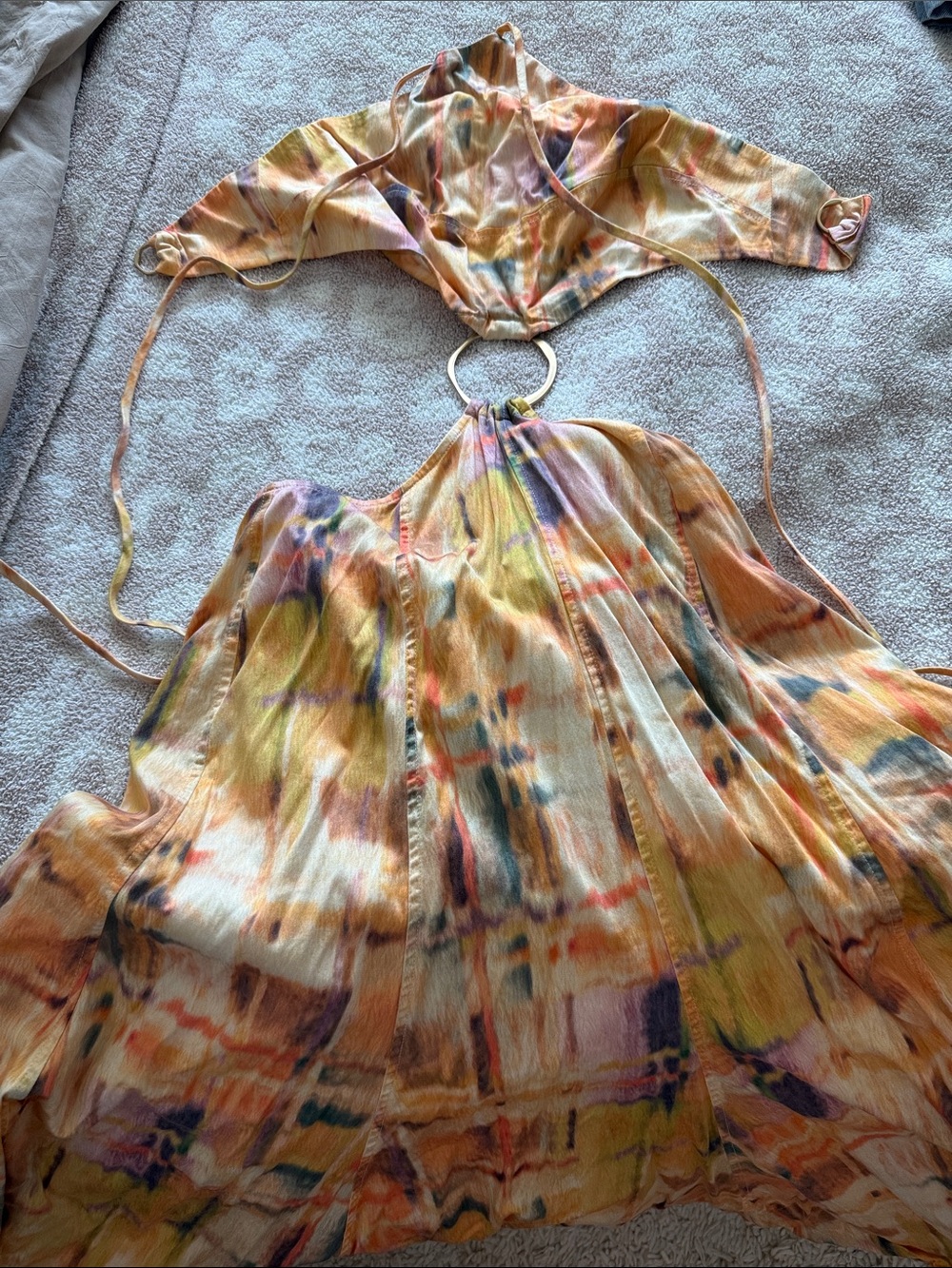 cult gaia Yellow Multi Watercolor Cutout Maxi Dress - Picture 2 of 2
